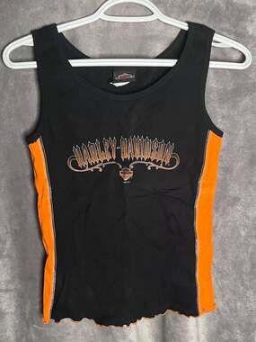 Vintage Harley-Davidson Women's Wolverine Clinton TVP, MI Orange Trim Lettuce Ed